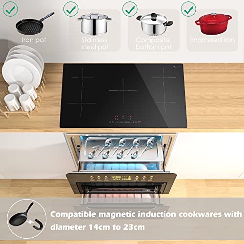 SINGLEHOMIE 36 Inch Induction Cooktop with 5 Boost Burners, Built-in Electric Stove Top Hob, 9 Power Levels, Sensor Touch Control, Child Safety Lock, 1-99 Minutes Timer, 240V