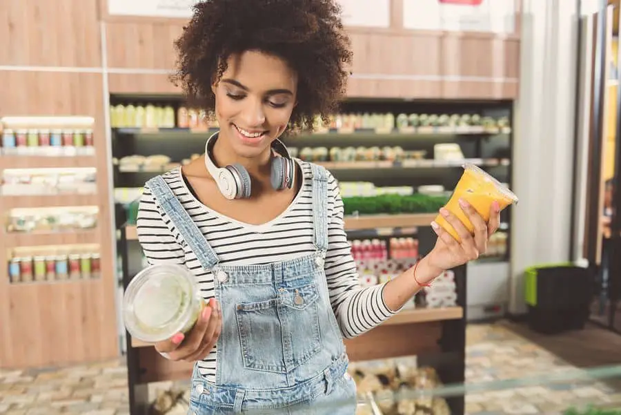 A person buying healthy food