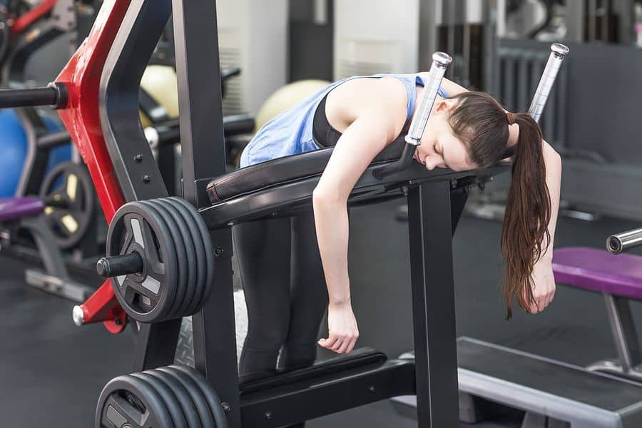 Exhausted woman in the gym