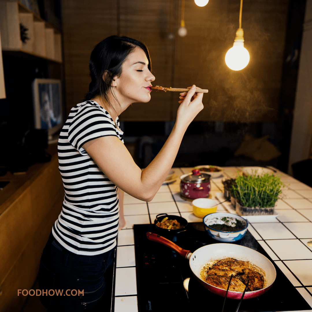 woman cooking at home