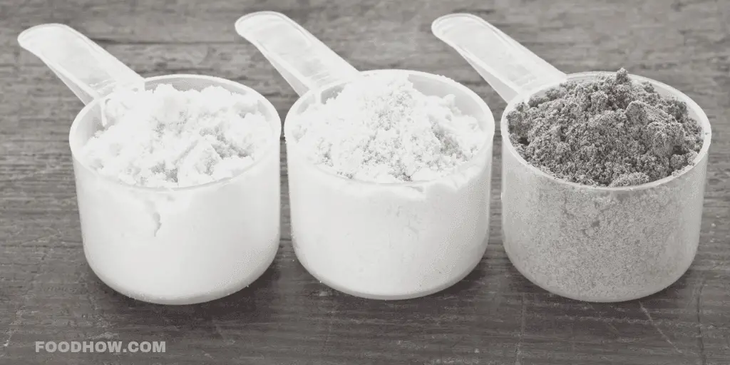 Scoops of protein different protein powder