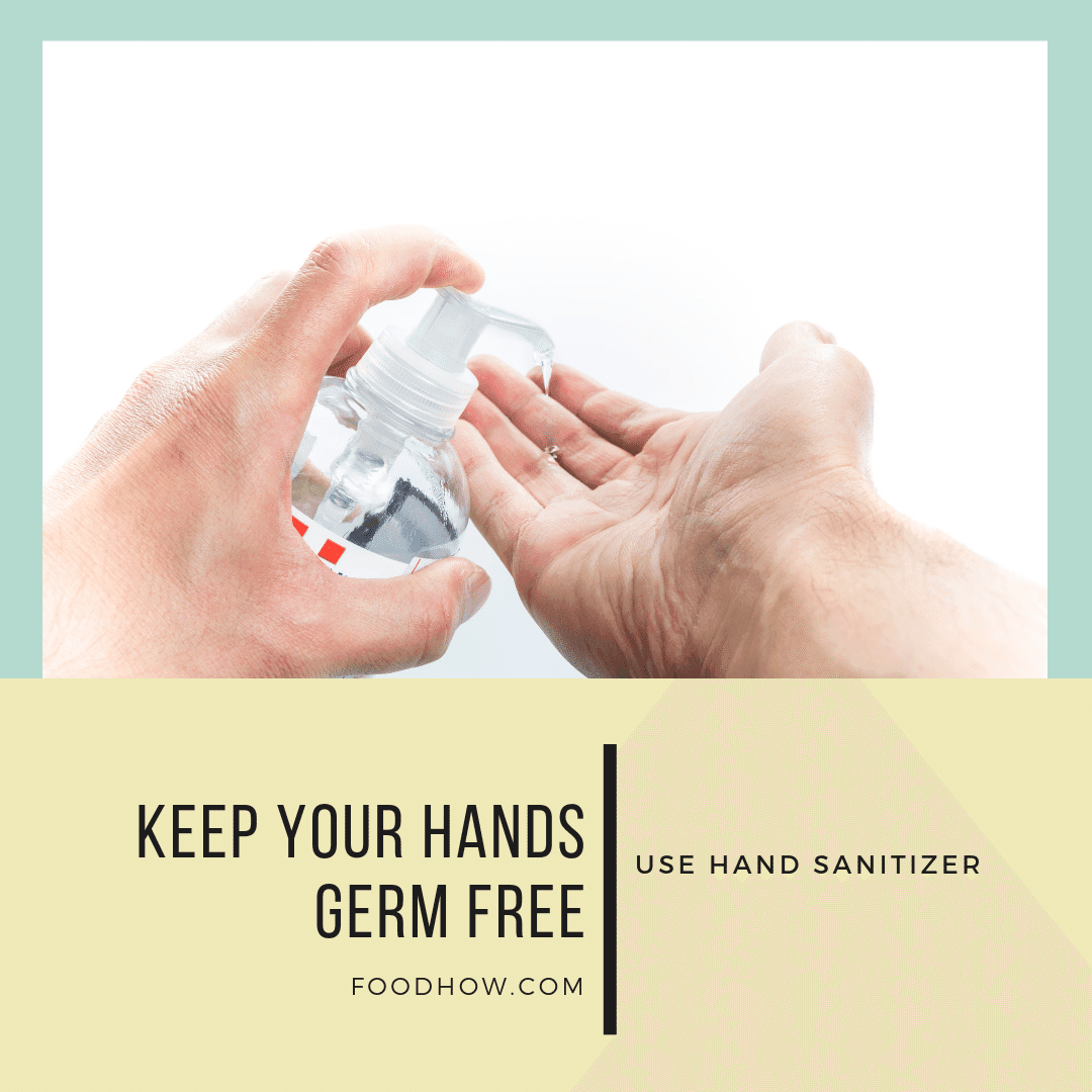 using hand sanitizer