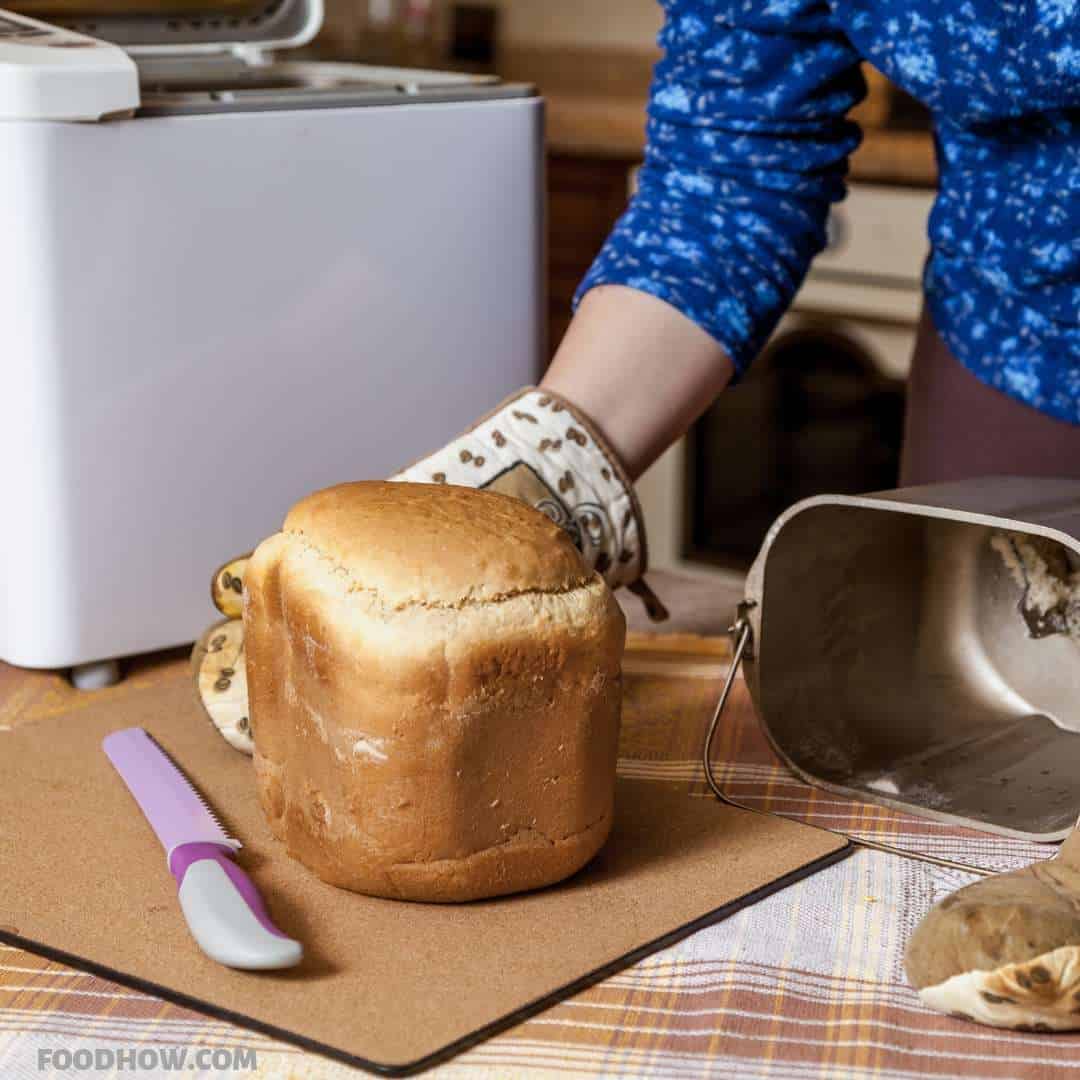 Freshly made bread with the bread maker