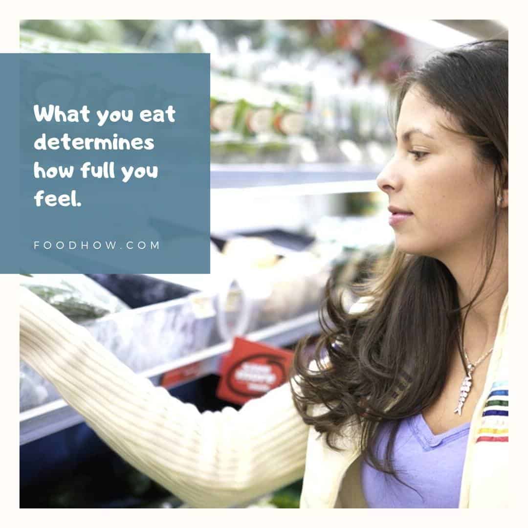 a woman shopping for filling foods