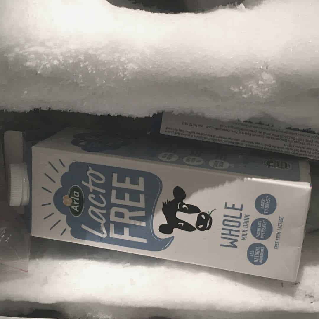 paper carton in the freezer