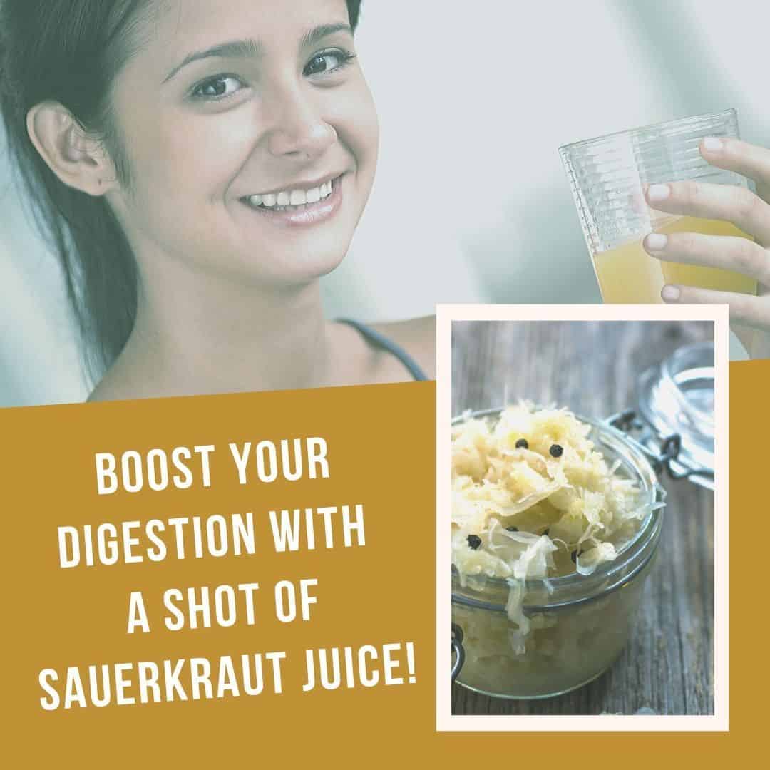 a woman drinking sauerkraut juice