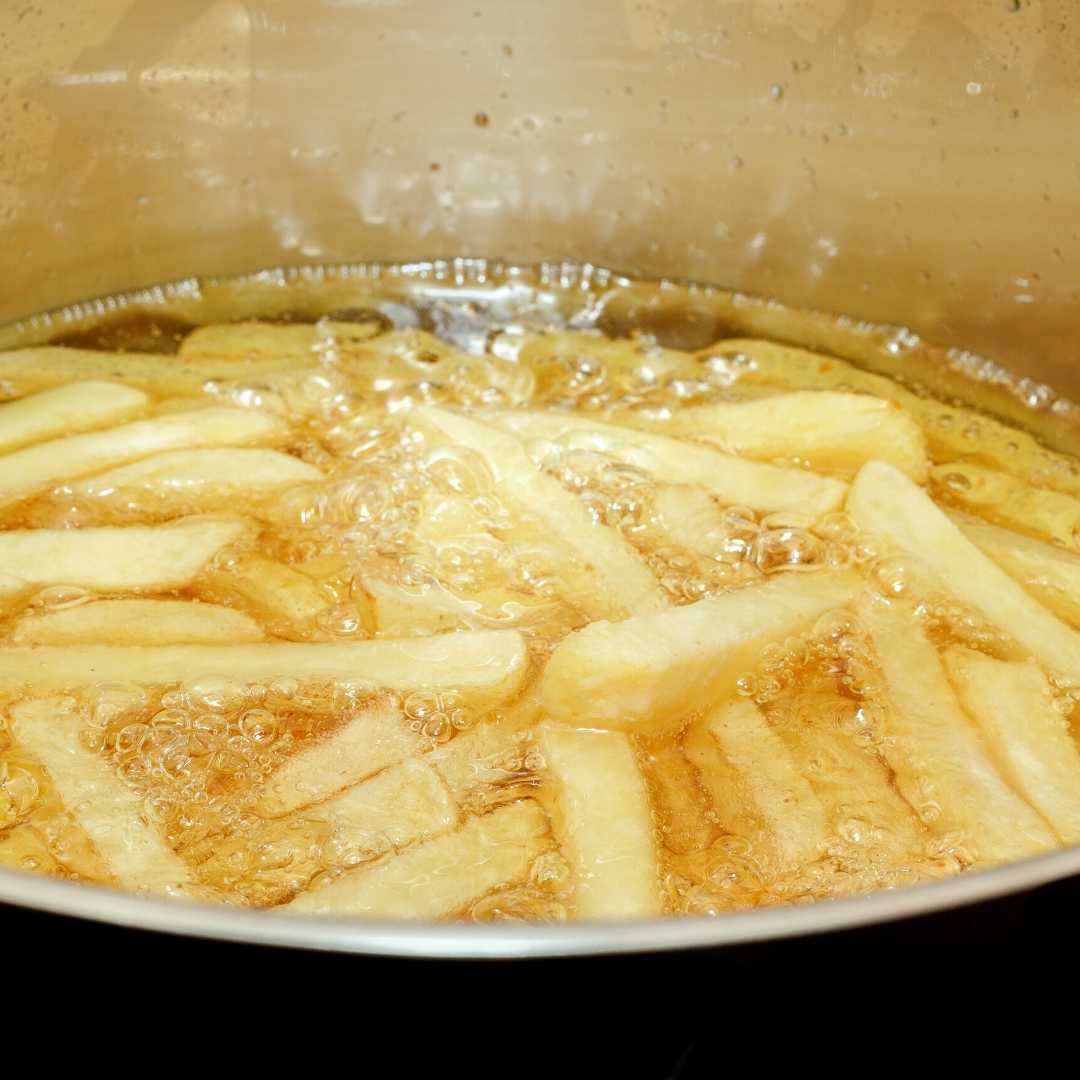 deep frying on a stove