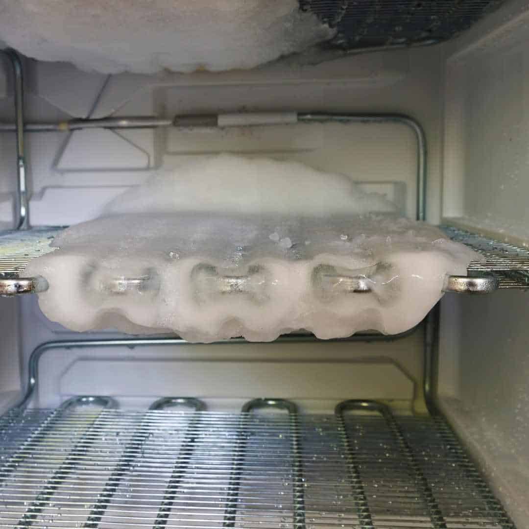 melting ice in freezer