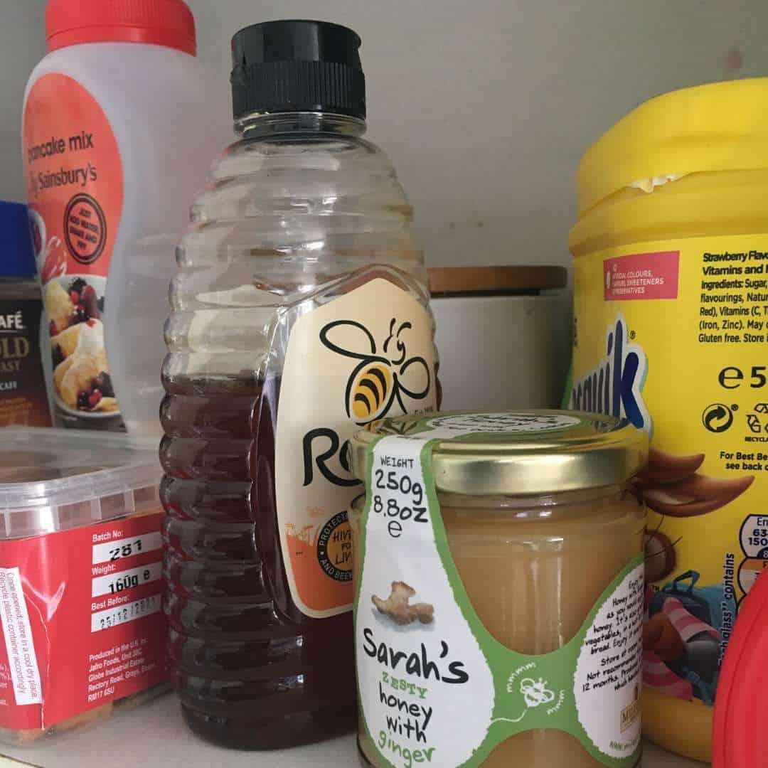 honey in the storage cabinet