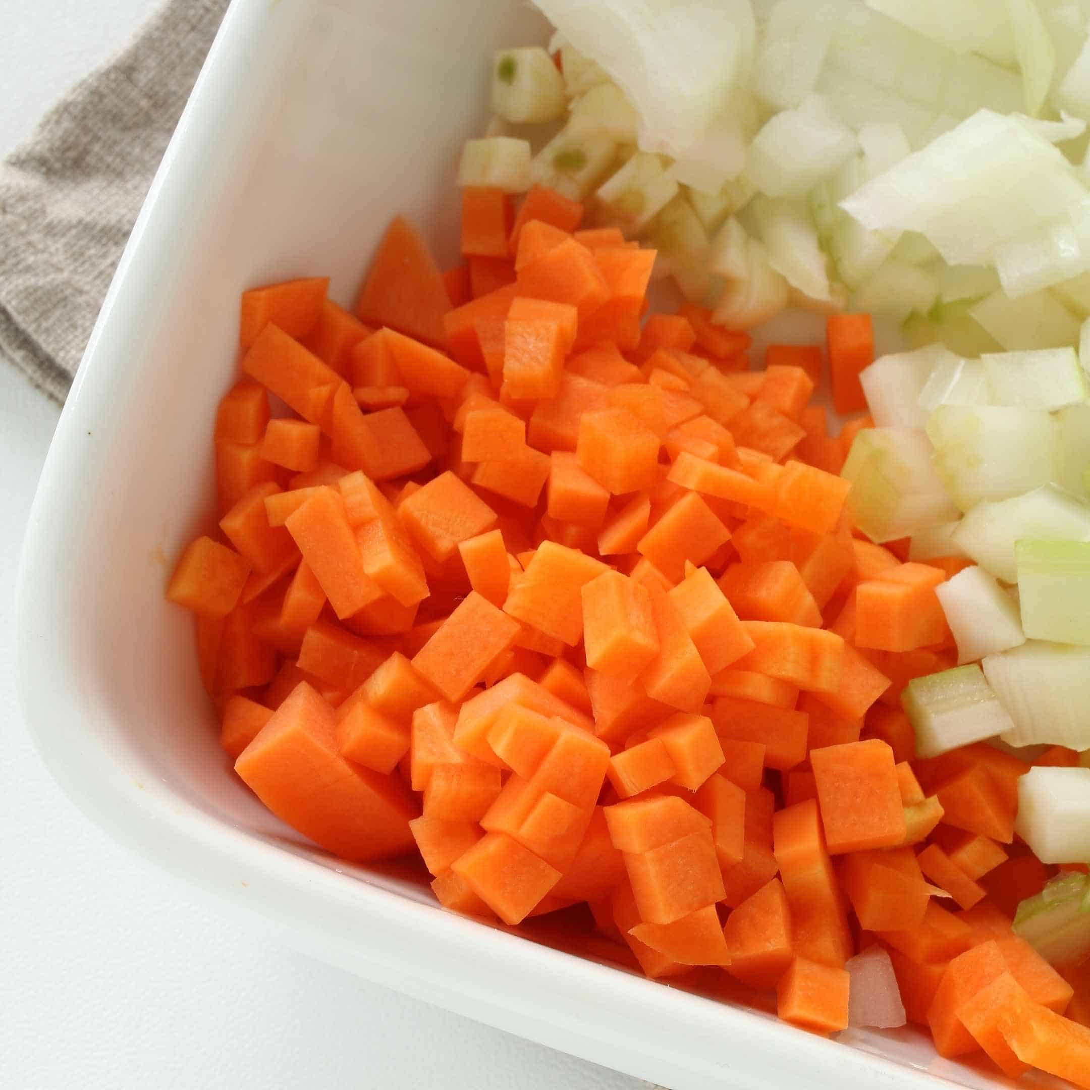 cut carrots and onions