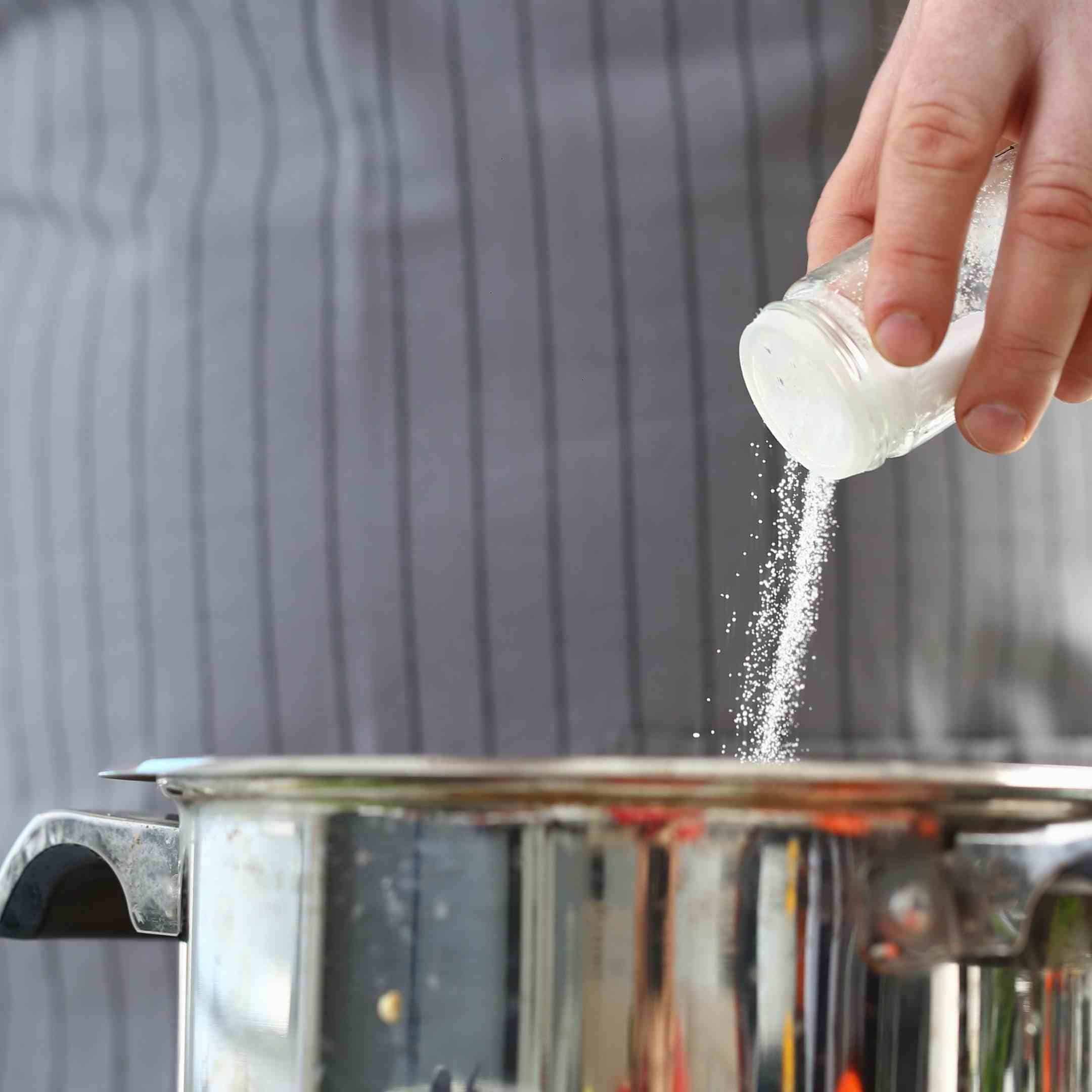 adding salt to lentils 