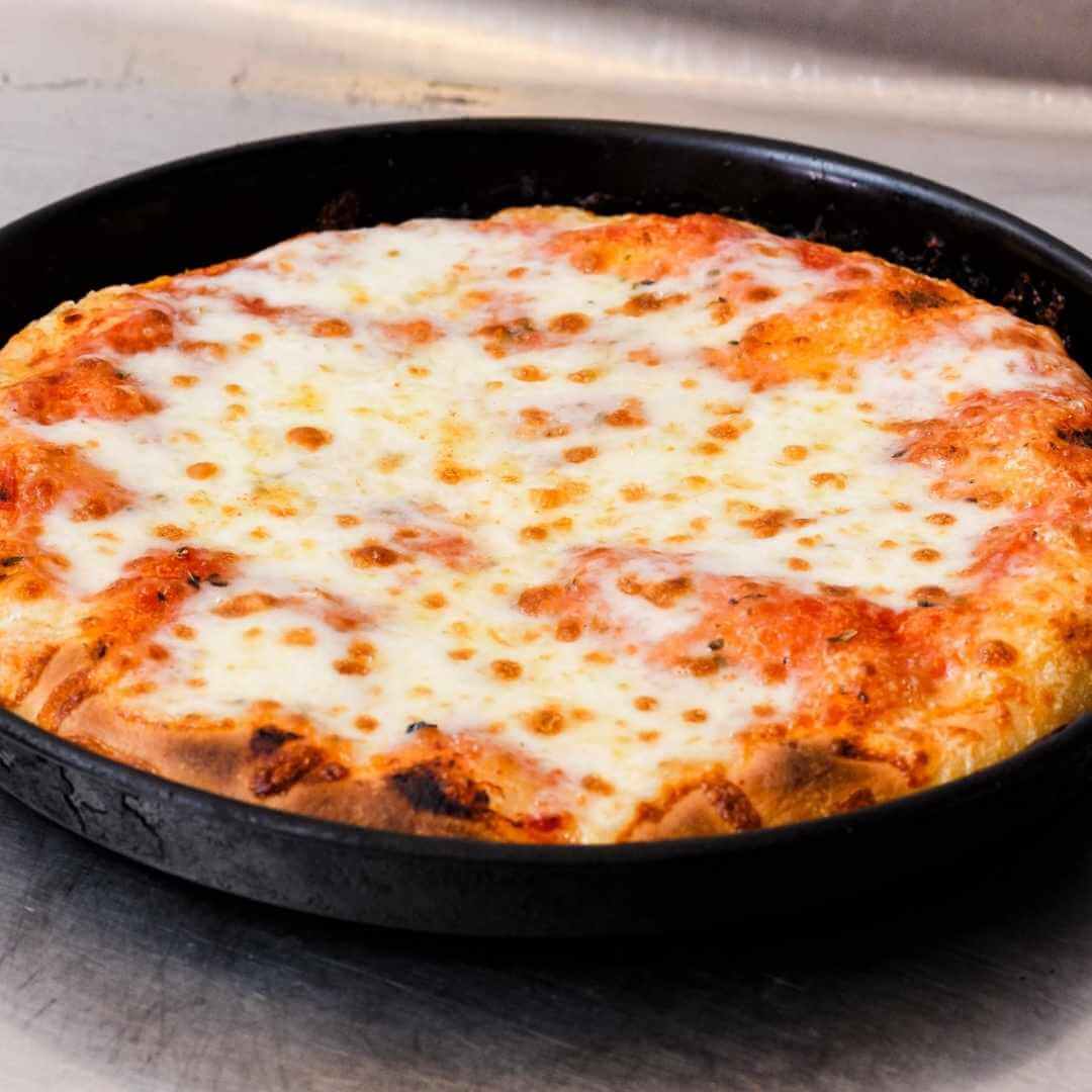 pizza on cast iron skillet