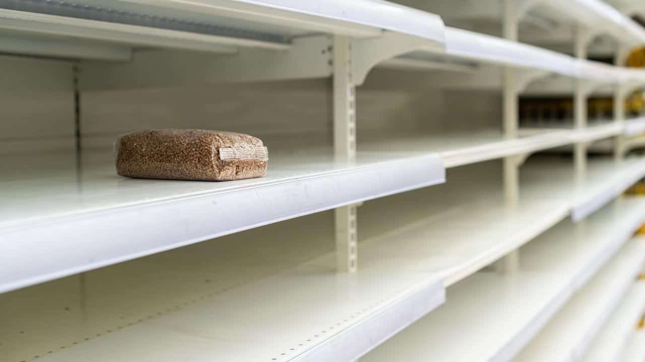 empty shelves in the supermarket