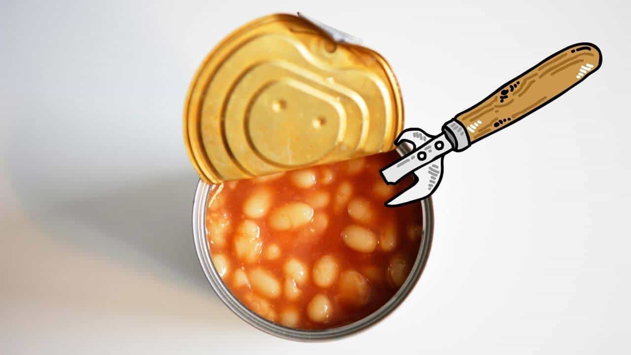 opened cans of baked beans