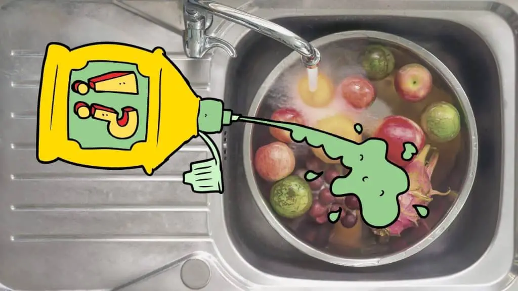 washing fruit and vegetables in the sink