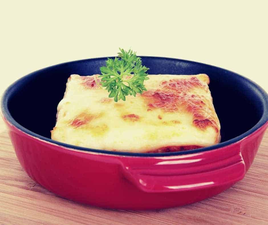 using skillet to reheat frozen lasagna