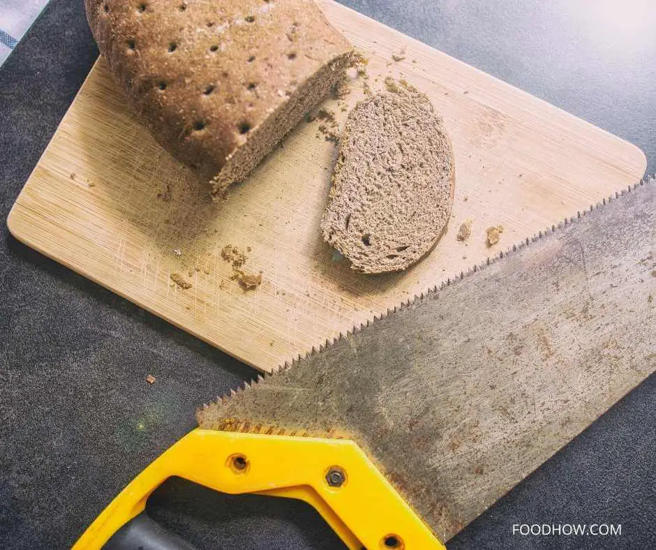 cutting stale loaf 