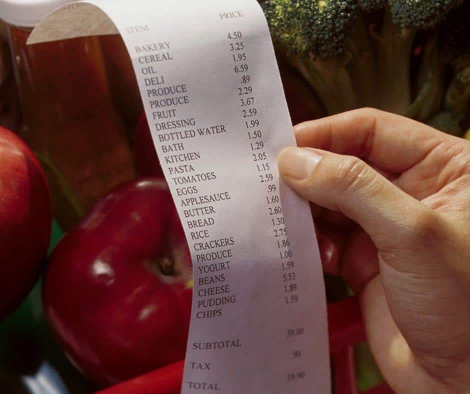 grocery bill for one person