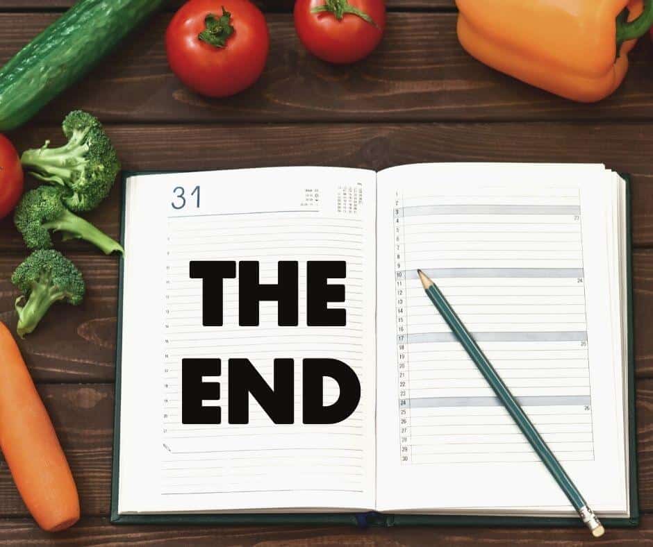 end of the diet marked in calendar