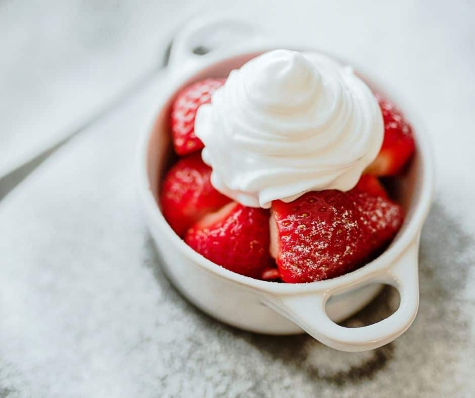 dairy free whipped cream substitute and strawberries 