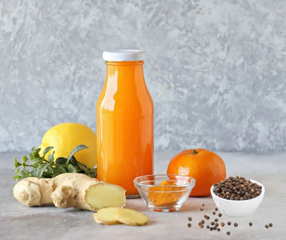 orange lemon and ginger juice