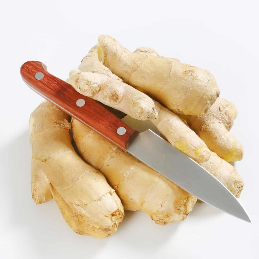 unpeeled root of ginger 