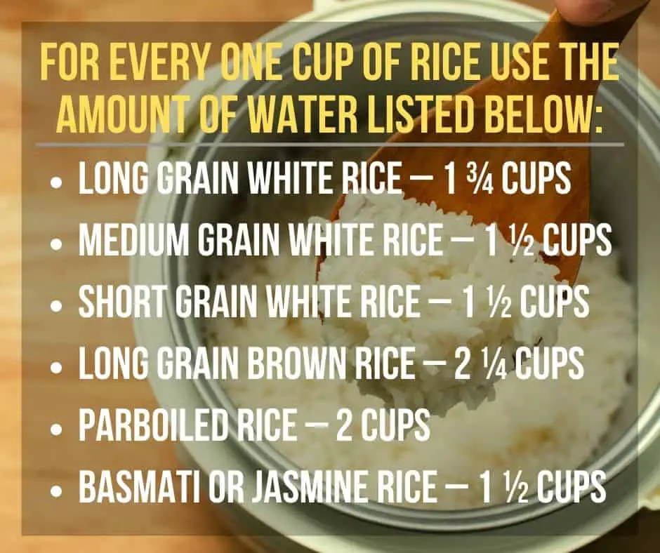 rice cooker water to rice ratio chart