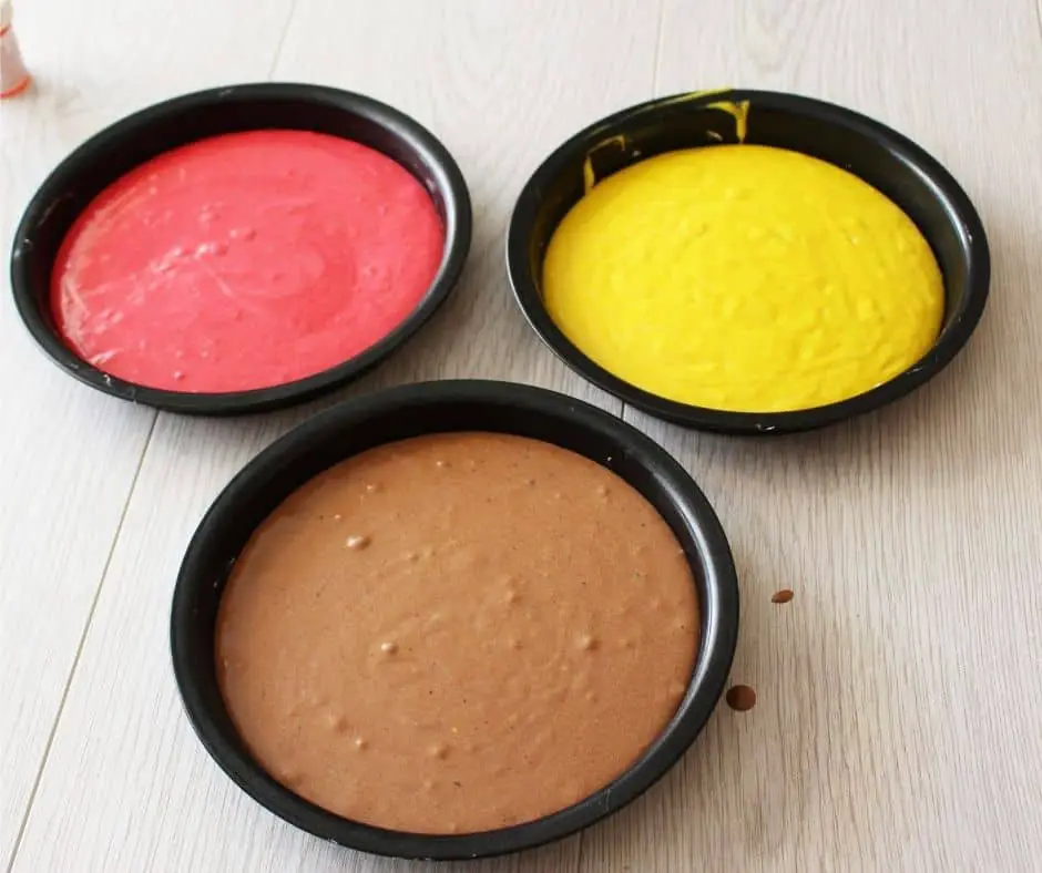 different colour cake mix