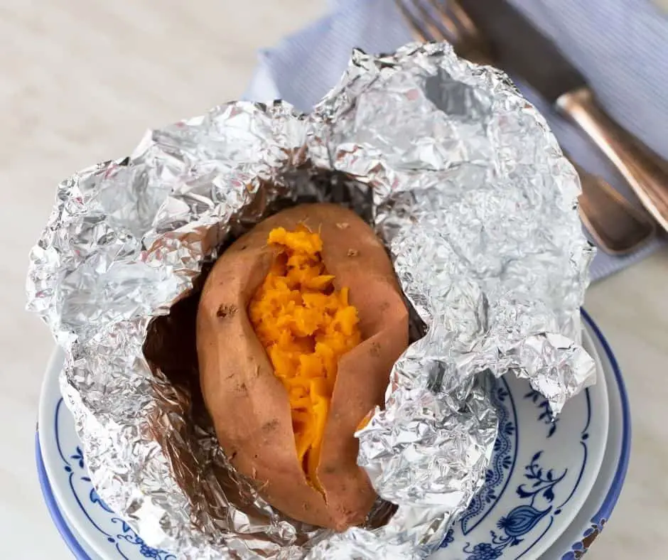baked sweet potato in foil