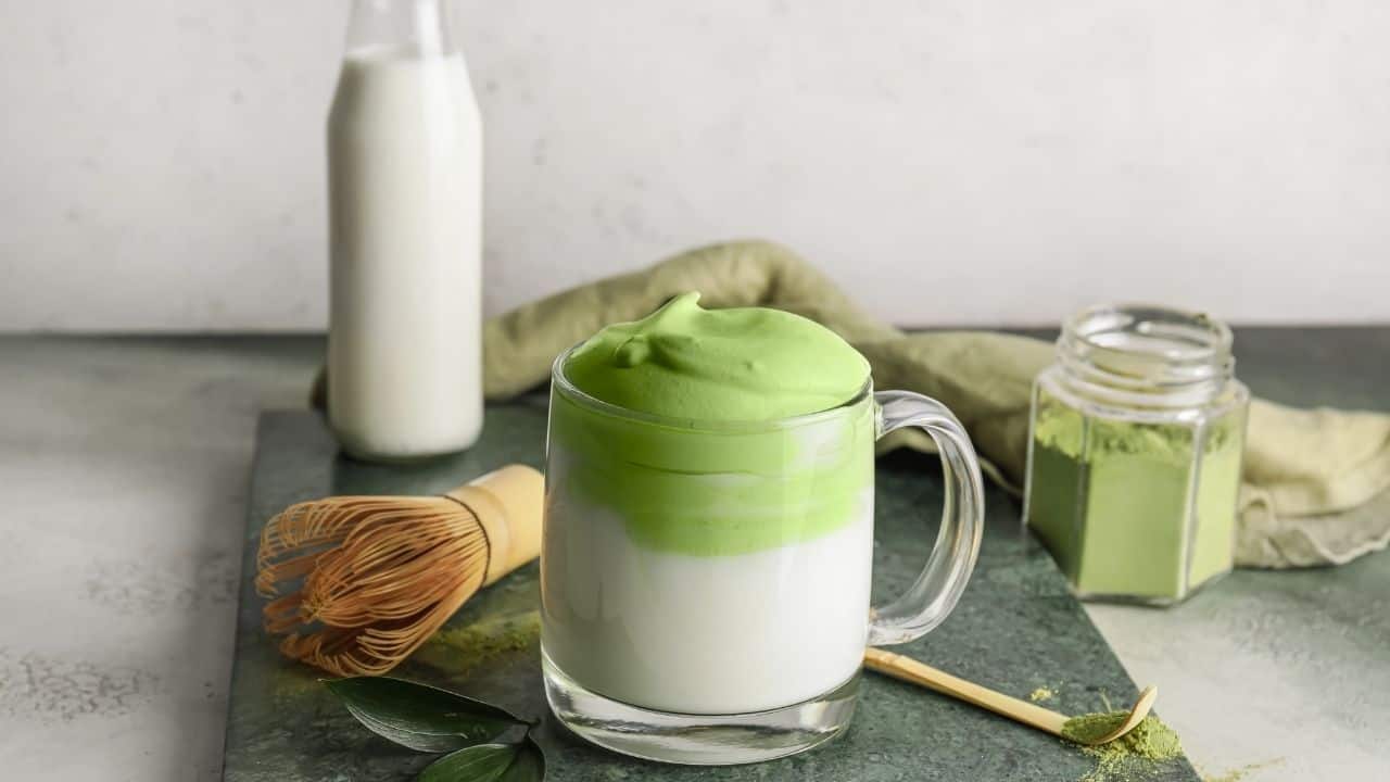 frothy matcha drink