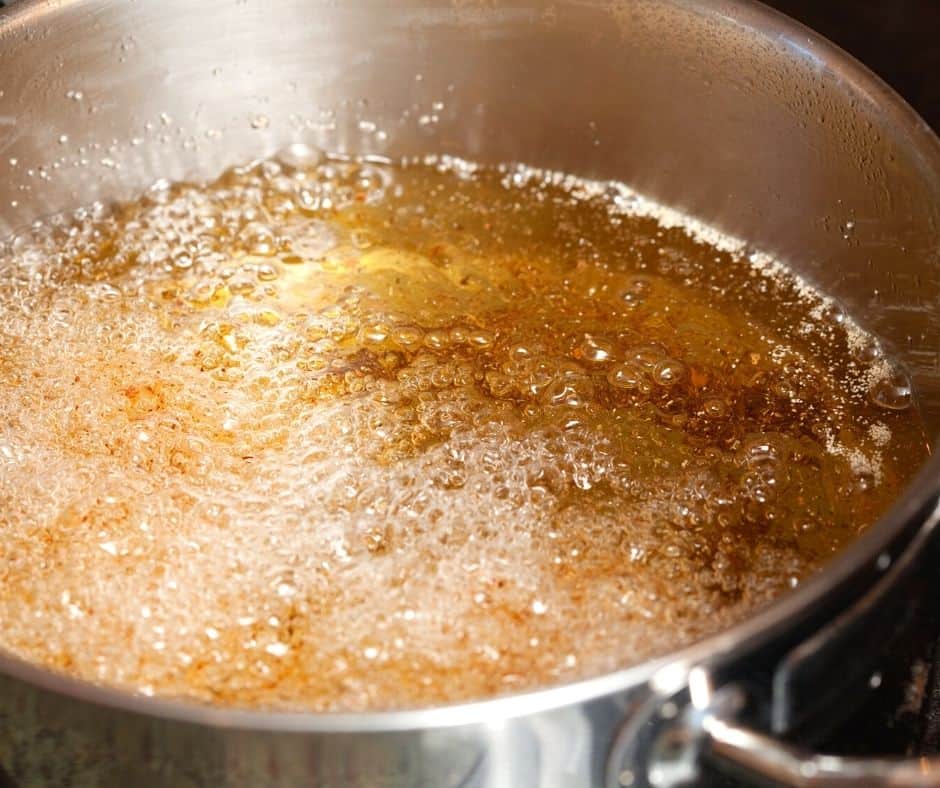 frying food with rice bran oil