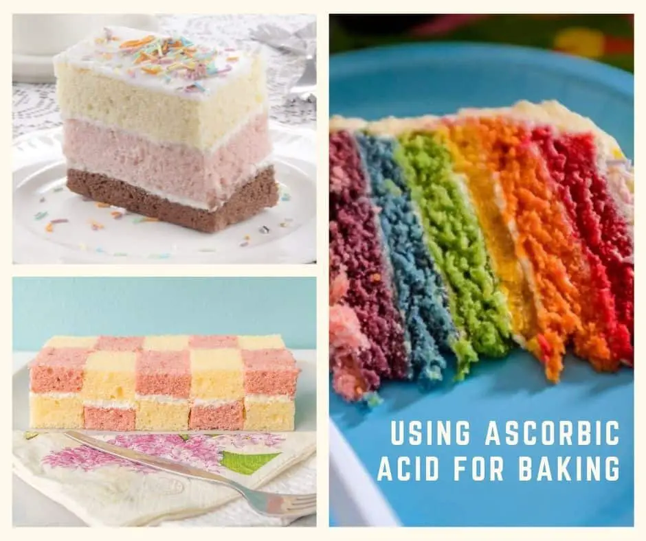 cakes made with a food color preserving agent