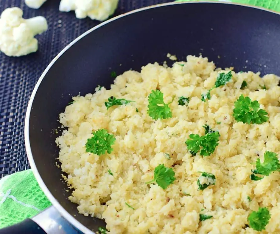 cooking frozen cauliflower rice on the stove