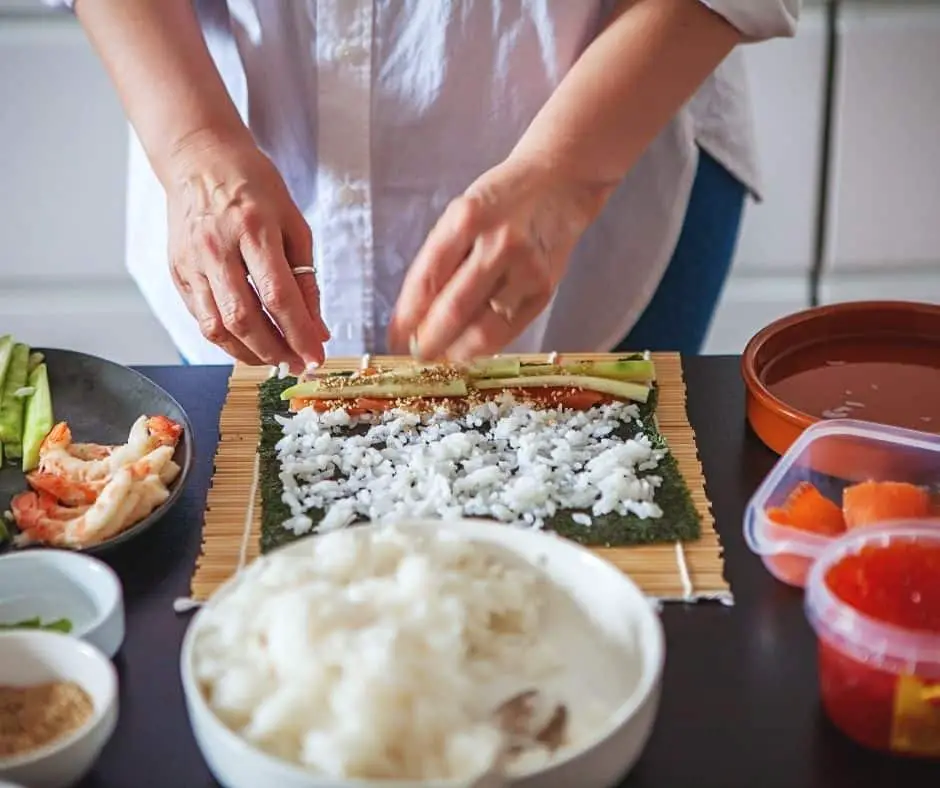 making sushi at home 