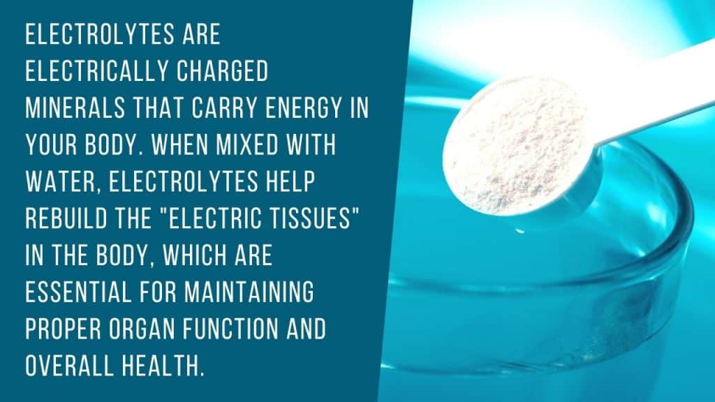 scoop of electrolyte powder in water