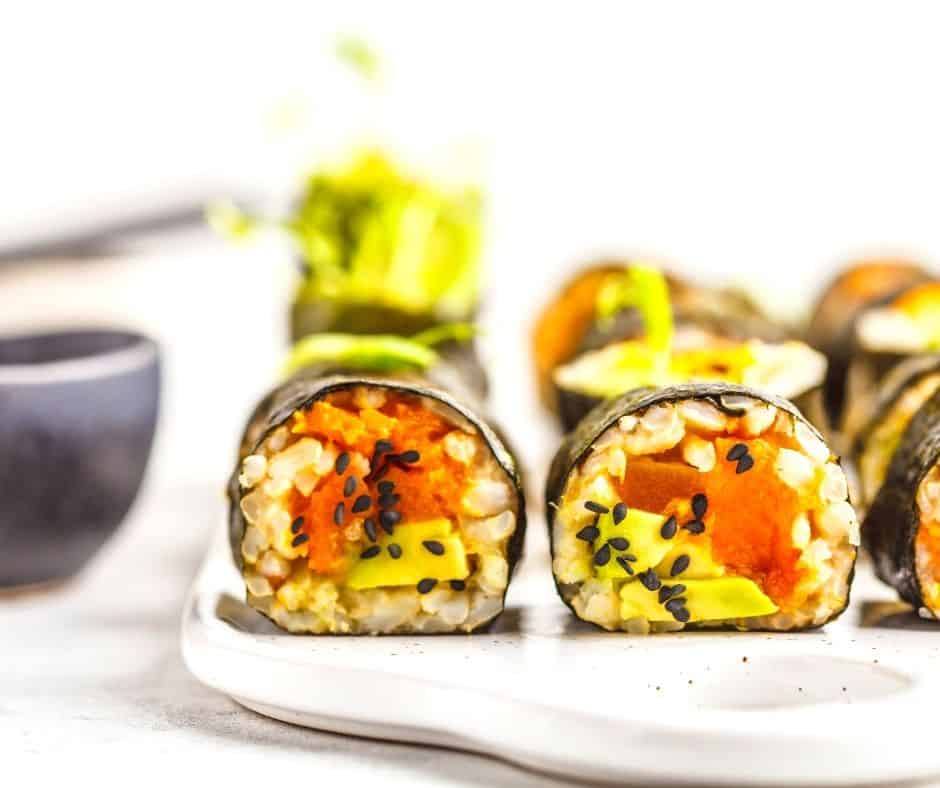 homemade brown rice sushi rolls