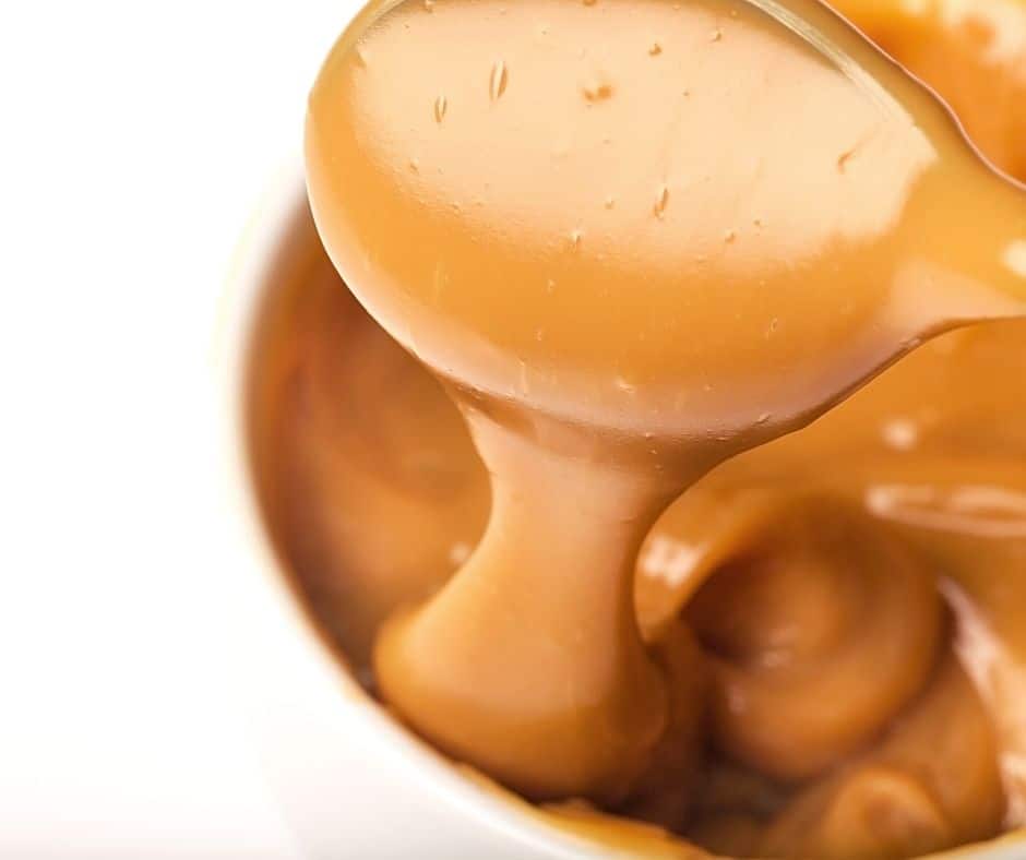 homemade caramel sauce made with sweetened condensed milk