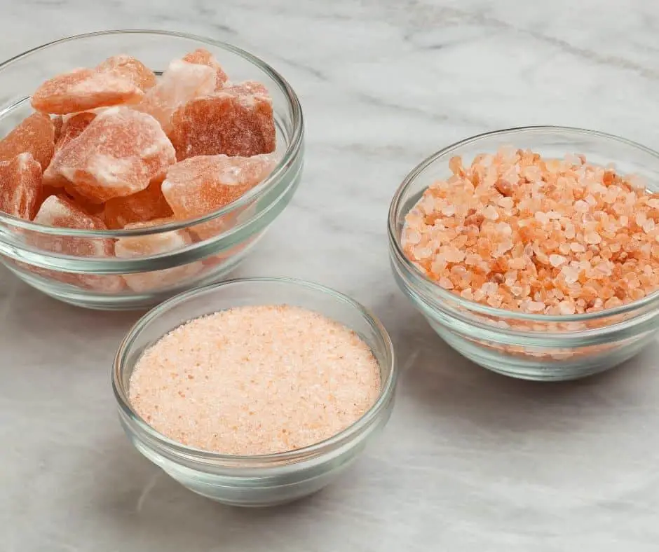 different varieties of Himalayan pink salt