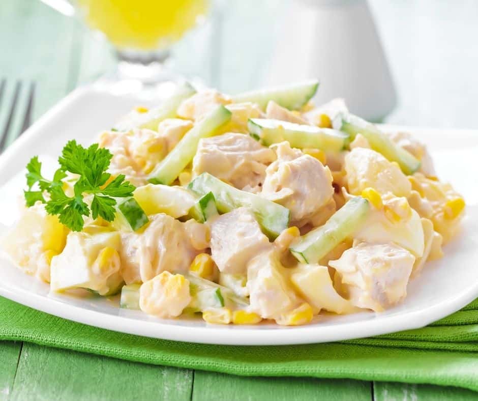 healthy poached chicken salad