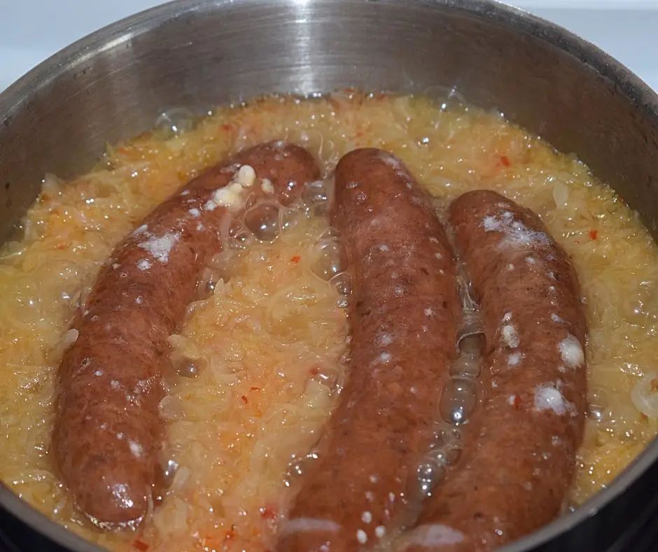 cooking traditional sauerkraut on stove top