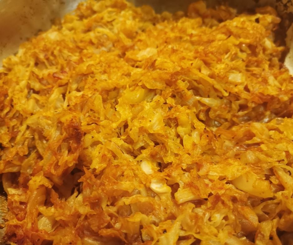 frying sauerkraut on the pan