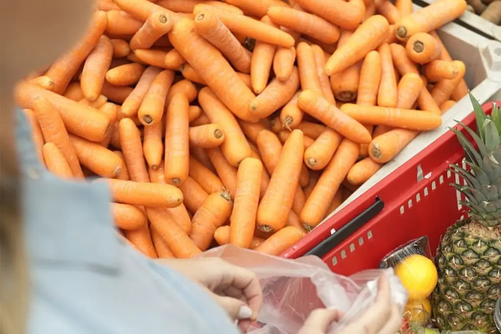 buying carrots in a supermarket