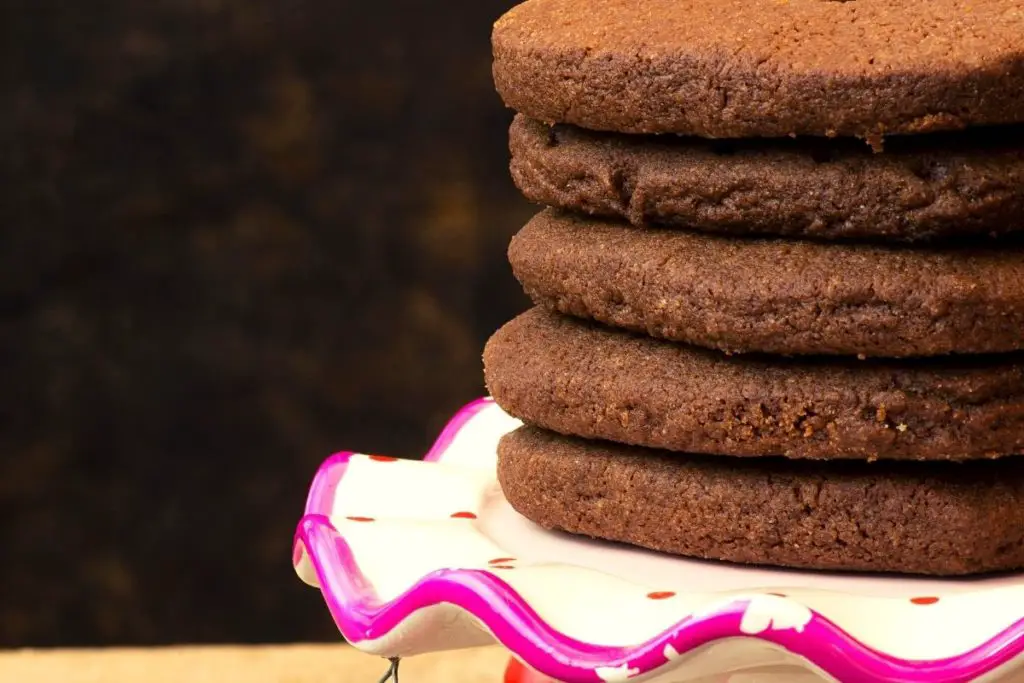 chocolate shortbread made with a cookie press