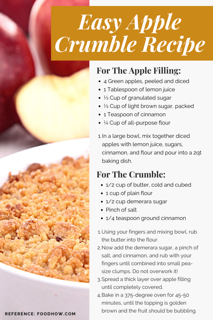 easy apple crumble recipe for Pinterest