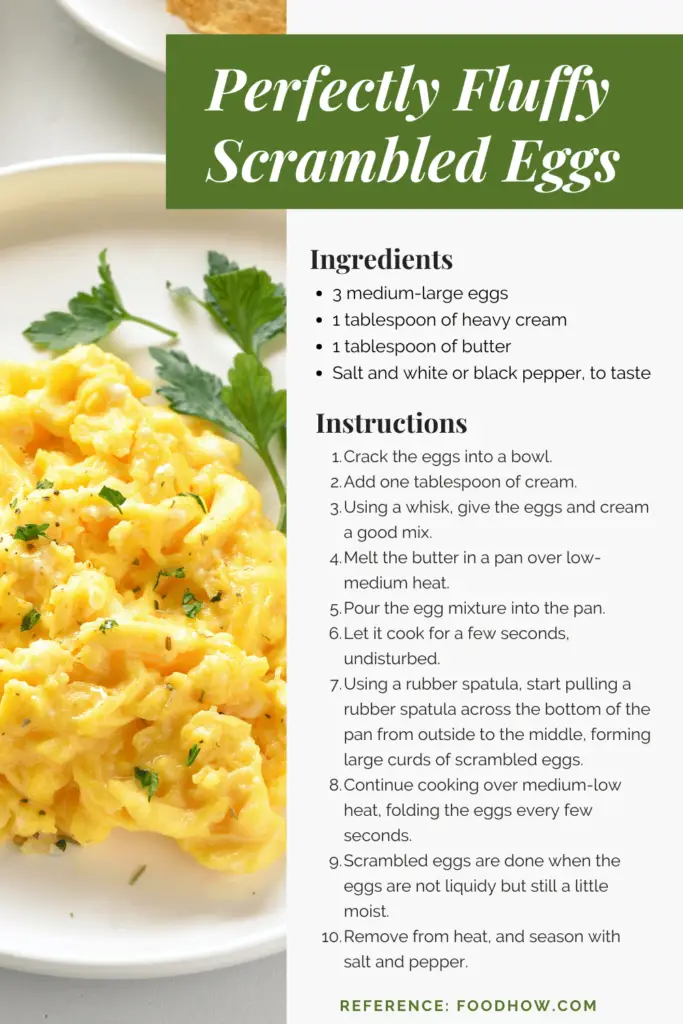 perfect fluffy scrambled eggs recipe for Pinterest