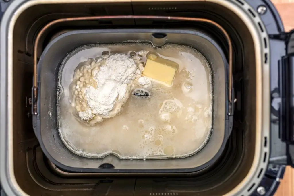 bread ingredients in baking basket 