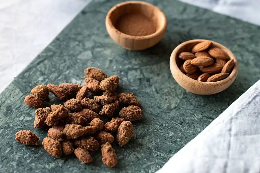 vegan candied almonds with cocoa