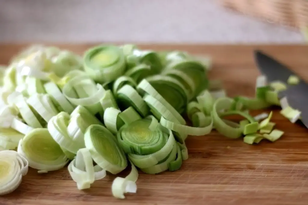 chopped leek for soup