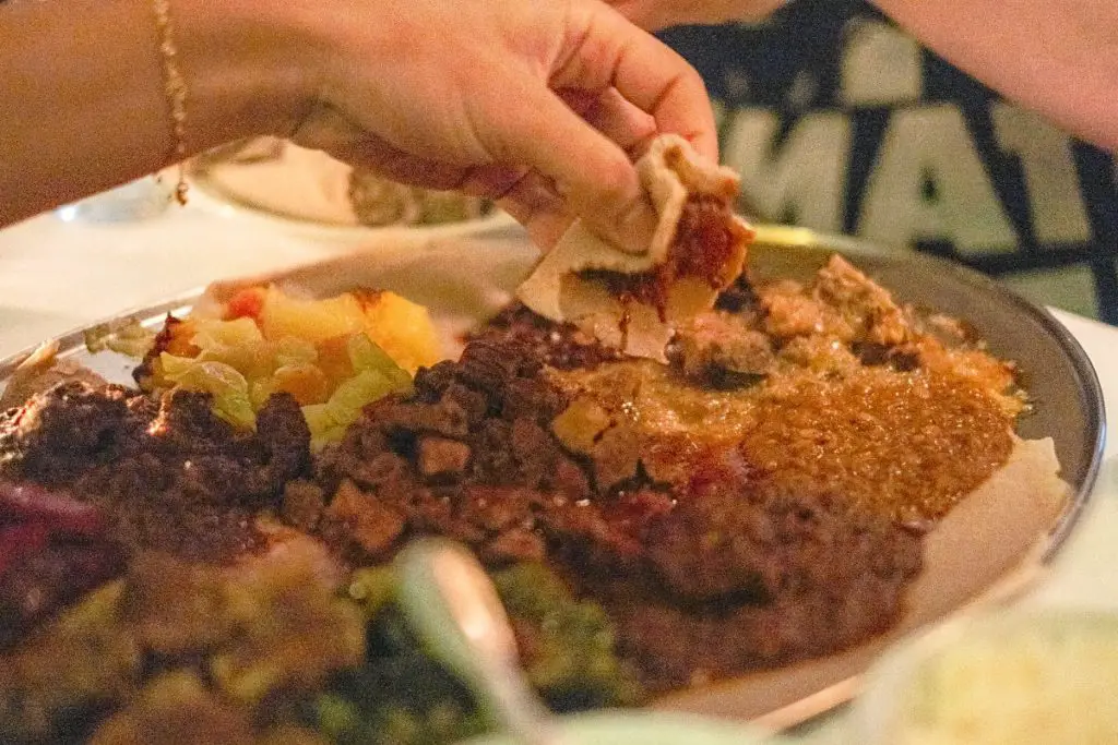 traditional Ethiopian food, eaten with the hands