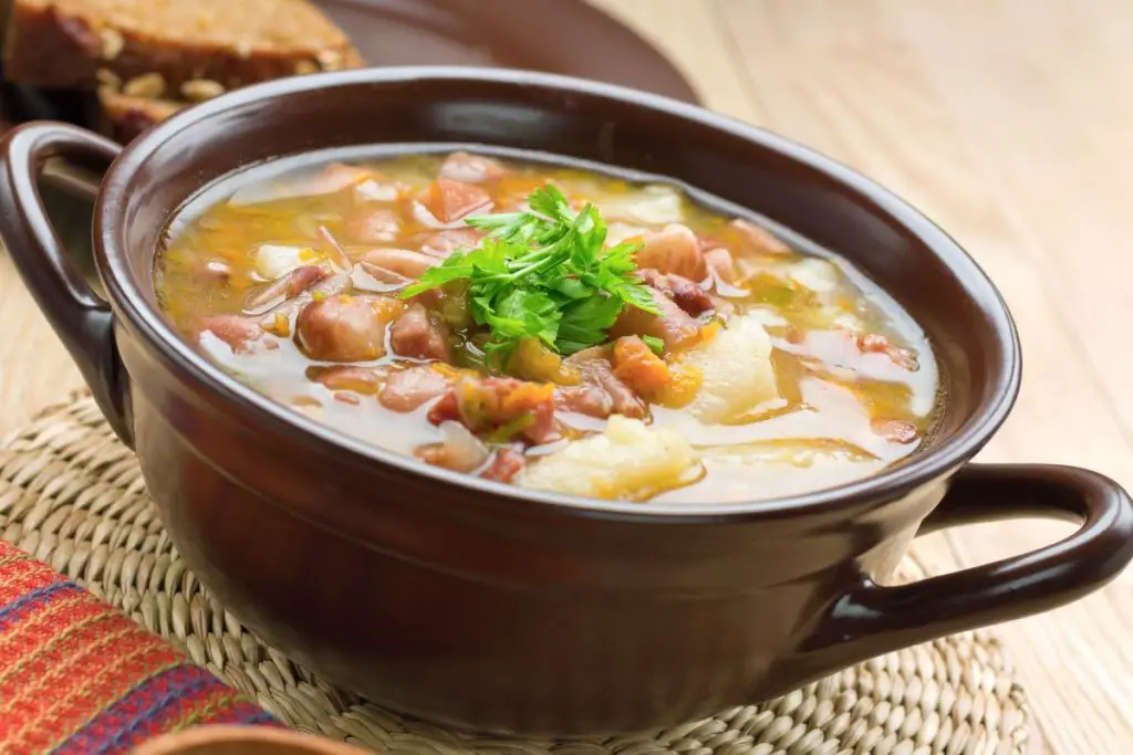 family meal bean and bacon soup